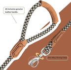 Mile High Life Dog Leash with Genuine Leather Handle, 6 FT/5 FT/4 FT | Leather Grip Rope Leash, Heavy Duty 360° Swivel Metal Clasp, for Small Medium & Large Dogs