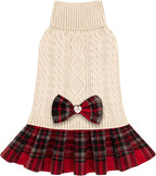 KYEESE Dog Sweater Dress Turtleneck Thick Knit Pullover for Cold Weather | Stretchy Fit, Lightweight & Warm, Cozy Knit Comfort, Cute Bow Accent, Gentle on Sensitive Skin, Comfortable Daily Wear