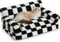 BFPETHOME Cat Couch & Dog Couch Bed, Pet Sofa for Small Pet, Cute Cat Sofa, Checkered Dog Bed with Washable Cover (Black&White)