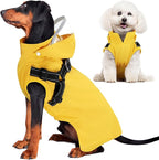 SlowTon Dog Raincoat Waterproof - Dog Rain Jacket with Harness and Hood Lightweight, Reflective Dogs Rain Coat for Large Medium Small Dogs Girl Boy Puppy Poncho Pet Clothes (Yellows)