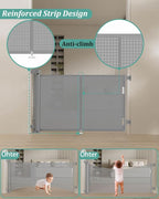 Miumoon 59 inch Reinforced Retractable Baby Gates 42 inch Tall | Retractable Dog Gate with No Crawl Through Reinforced Strip, 5 FT Retractable Gate for Stairs,Doorways,Hallway,Indoor/Outdoor