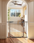 Cumbor 30-40.6 in Baby Gate for Stairs and Doorways, Dog Gate Indoor Brown | Mom's Choice Awards Winner, Auto Close, Double Lock, Safety Child Gate for Toddlers & Pets, Pressure or Hardware Mounted