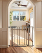 Cumbor 30-40.6 in Baby Gate for Stairs and Doorways, Dog Gate Indoor Brown | Mom's Choice Awards Winner, Auto Close, Double Lock, Safety Child Gate for Toddlers & Pets, Pressure or Hardware Mounted
