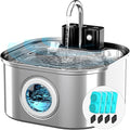 Lawfery 3.2L/108oz Wireless Stainless Steel Cat Water Fountain | Battery Operated Cordless Design with 3 Modes, Pet Drinking Fountain for Cats and Small Dogs, 4 Filters & 4 Sponges