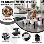 Raised Ceramic Dog Bowl Set with Stand, 3.5 Cups Elevated Dog Food Stand | 6.1'' Double Dog Food and Water Bowl Set, Non-Slip Dog Feeding Dishes for Small to Medium Breeds, 29.57 OZ, White