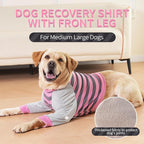FUAMEY Dog Recovery Sleeve with Elbow Protector, Pink Stripes, 2XL | Stop Licking Joints, Long Sleeve Suit, Protecting Front Leg Chest Arm Wounds, Cover Skin Conditions,Hot Spots