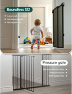 Babelio Extra Wide No Bottom Bar Baby/Dog Gate, 28" H, 29.7-46.5" W, Black | Hardware Mount Pet Gate for Indoor Doorways and Hallways with Auto Close, Stay-Open, Wide Walk-through Door, Easy Install