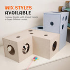 PETKARAY Cat Tunnel, Original Cat Hideaway Cave for Indoor Cats, Large Kitten Play Tubes and Tunnels, Soft Felt Cat Toy with Interactive Peek Hole， Grey Straight