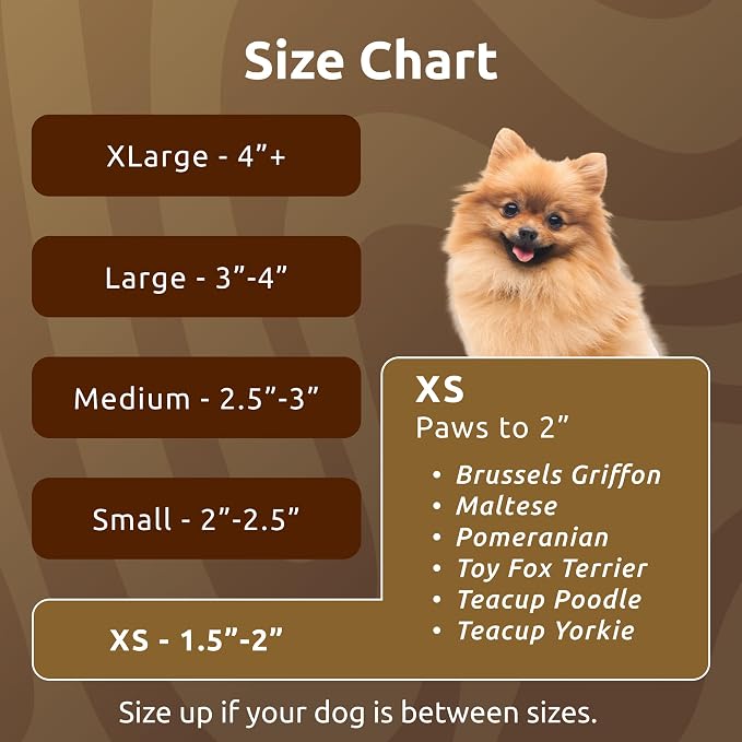 PawZ Rubber Dog Boots for Small Paws - All-Weather Waterproof Dog Shoes, Anti-Slip Traction for Rain, Snow, Mud & Hot Pavement - Pull-On Dog Booties, Brown + Black - X-Small (1.5"-2") - Pack of 24