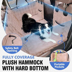 Btefd XL Hard Bottom Plush Furry Fuzzy Dog Seat Cover for Crew Cab Truck | Back Seat Pet Hammock for F150, RAM1500, Sierra, Tundra, Silverado, Titan, Soft Touch, 45% Extender Space, Waterproof