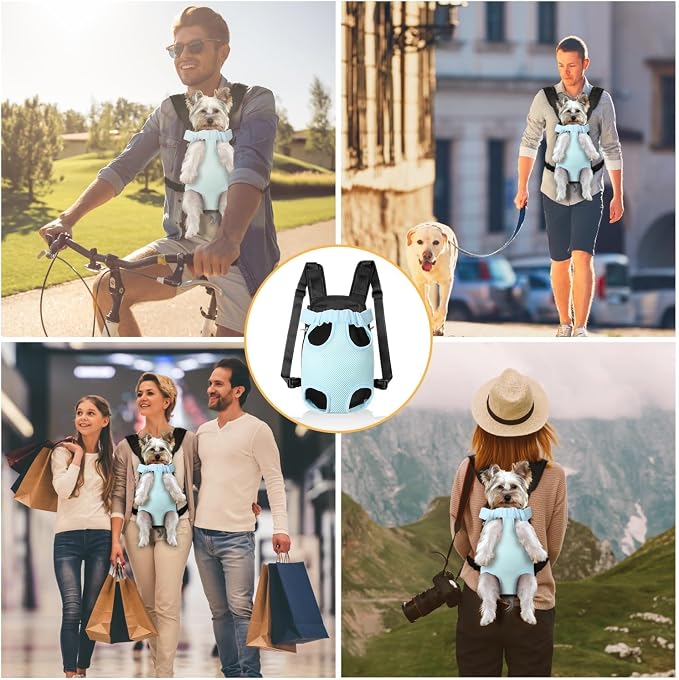 YUDODO Pet Dog Carrier Backpack Adjustable Front Carrier for Small Dog Cat | Legs Out Design, Easy-Fit Travel Backpack, Hiking and Walking, Durable Comfortable, Perfect for Outdoor, Sky, L