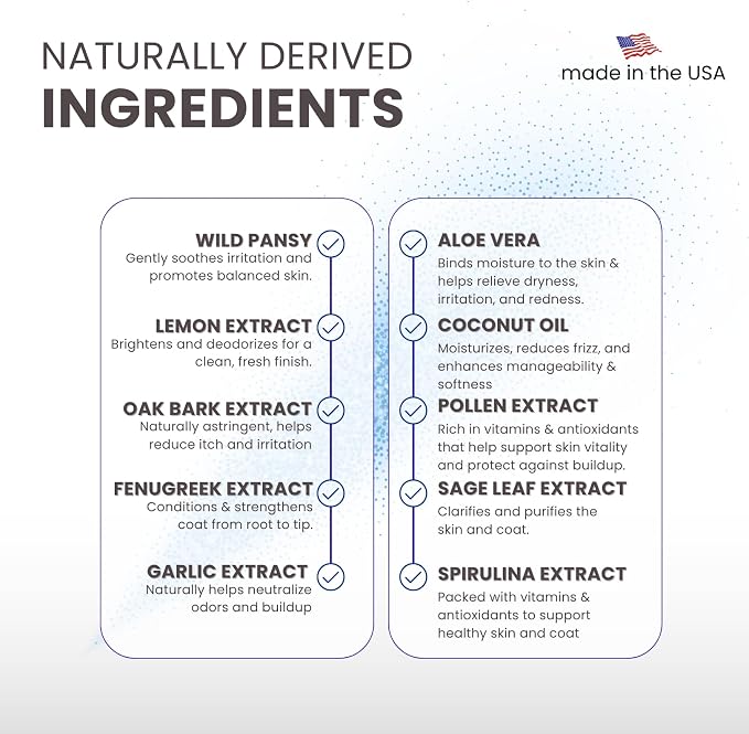 Lillian Ruff PRO Formula Berry Blue Brightening Dog Shampoo + Blueberry Waterless Dog Shampoo - Professional Whitening, Tear Stain Remover & No-Rinse Hydrating Odor Control, Aloe+Coconut Oil, USA Made
