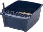 IRIS USA Large Front Door Cat Litter Box, Walk-in Entry, Navy | Senior Cats, Private Enclosure Design, Flip Door Access, Covered Walk-Through, Privacy Hood, Contained Environment