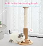 Made4Pets Cat Scratching Post for Indoor Cats with Self Groomer, 28.3" | Cat Scratcher with Natural Sisal Rope, Stable Base and Interactive Ball Track, Cat Toys for Medium and Large Indoor Cats