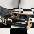 Elevated Cat Bowls 6.8oz x2, Adjustable Raised Cat Bowl Stand, Ceramic Cat Food and Water Bowl Set for Cats and Small Dogs