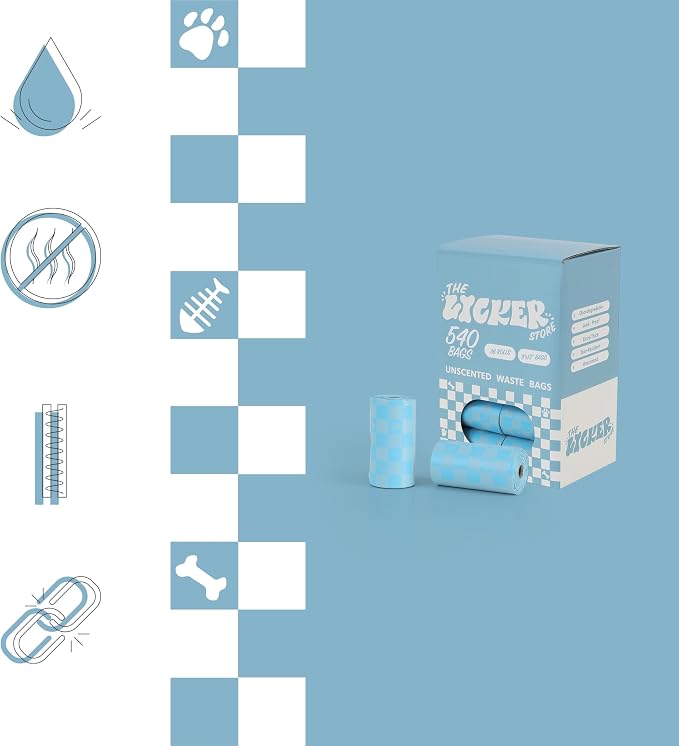 13 in. x 9 in. Extra Thick Leak Proof Unscented Dog Poop Bags, Blue (540 Count, 36-Rolls)