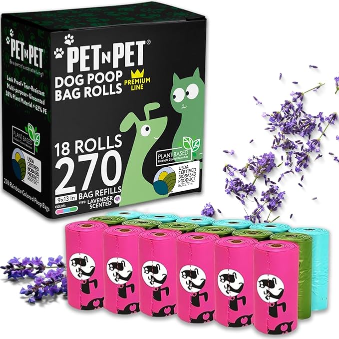 Pet N Pet Poop Bags for Dogs, 270 Count, Lavender Scented, Multi-Color