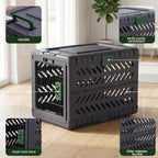 28"L Collapsible Dog Crate for Small/Medium Dogs - No-Tool Assembly Foldable Dog Cage - Portable Travel Crate with 2 Wheels - Space-Saving for Indoor Outdoor Use (Dark Grey, 28.0"L x 18.3"W x 20.9"H)