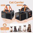 Cat Pet Dog Carrier Soft Sided Airline Approved, Large Foldable Travel Cat Bag for Kittens & Puppies Up to 15 Lbs, Top Loading Mesh, Expandable Breathable Comfort for Transport Scenarios