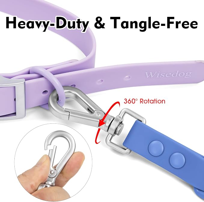 Wisedog Waterproof Dog Leash, Blue, 5 ft × 1/2 in | Adjustable, 2 Metal Swivel Hooks, Easy to Clean, For Small, Medium, Large breed Dogs