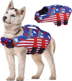Kuoser Reflective Dog Life Jacket, Dog Life Vest for Swimming Boating | Adjustable Pet Lifejackets, High Flotation Doggie Swimsuit with Rescue Handle for Small Medium Large Dogs