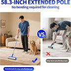 9.84" Large Extra Sticky Lint Roller, 58.3" Long Handle Lint Remover with 7 Rollers for Clothes, Cat Dog Pet Hair, Furniture, Couch, Carpet, Floor，Painted Wall Cleaner Mop Dust Cleaning