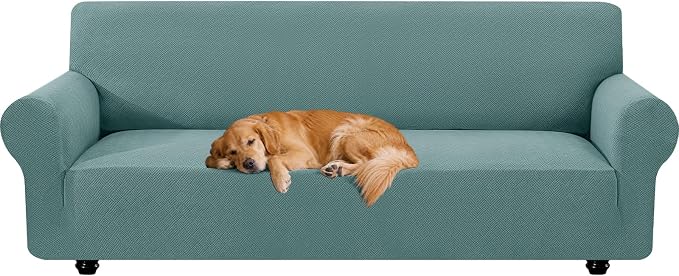 XINEAGE Stretch 4 Seater Slipcover, Non-Slip Pet Couch Cover,Light Blue | Washable Furniture Protector, Elastic Bottom, Dogs & Cats Friendly, Scratch-resistant, Fast Setup, High Elasticity