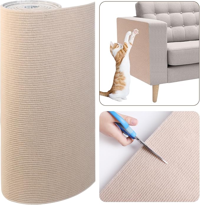 78.7"x15.8" Cat Scratching Mat Self Adhesive Furniture Protector Trim Fit | Stop Cat Scratching Furniture With Thick Felt Protector, Strong Adhesive, Easy Trim, Protects Couch Sofa Wall Instantly