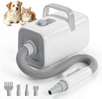 NEWBULIG Dog Hair Dryer, Dog Blow Dryer with Heater, White | 1550W High Velocity Pet Blow Dryer with Heater, Speed Temperature Adjustable Dog Blower Grooming with 4 Nozzles