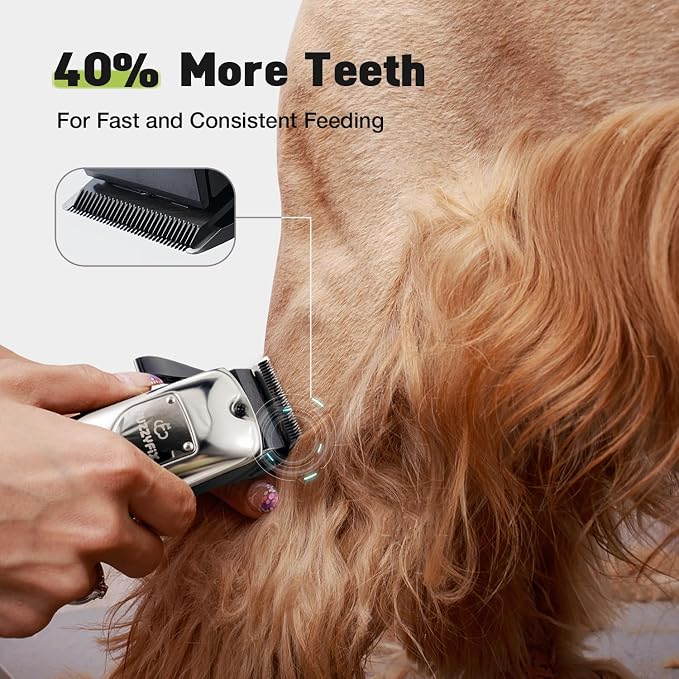 Dog Grooming Kit, Dog Clippers for Grooming for Thick Heavy Coat | Professional Pet Paw Trimmer with Nail Grinder Head Low Noise Rechargeable Stainless Steel Hair Trimmer for Curly Coats Cats