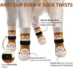 PUPTECK Anti Slip Dog Socks with Double Grippers for Hardwood Floors, Shoes for Hot/Cold Pavement, Boots & Paws Protectors to Prevent Licking, Traction Booties for Senior Small Large Dogs