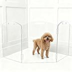Clear Acrylic Freestanding Dog Gates for The House – Folding 3-Panels Pet Gates for Doorways,Indoor Stairs,and Hallways,No Assembly Transparent Barrier for Dogs,Puppies,and Cats