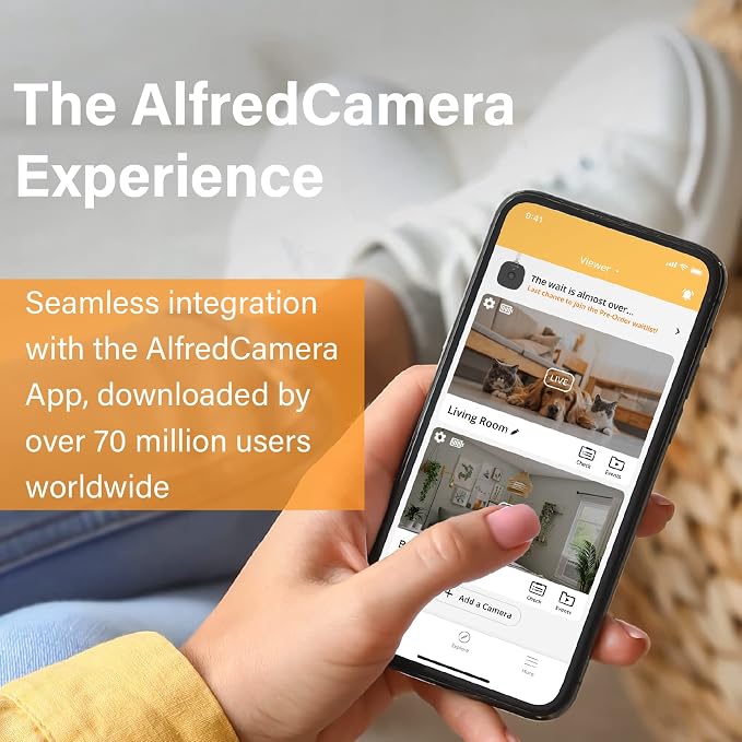 AlfredCam Indoor Wireless Security Camera, 1080P, 24/7 Continuous Recording | Baby/Pet/Nanny Cam, Motion Detection, Night Vision, Two-Way Audio, No Subscription, Quick Setup, Phone as Monitor