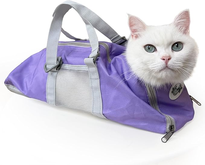 Cinf Cat Restraint Grooming Bag, Anti-Scratch Tool for Nail Trimming | Safe grooming restraint bag controls cat movement for bathing, nail trimming, injections and veterinary examinations