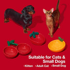 VETRESKA Ceramic Pet Bowl, Tilted Design Pet Feeder for Food and Water | Anti Vomit Cat Bowls for Indoor Cats Cute Tangerine Cat Bowl Dishwasher Safe