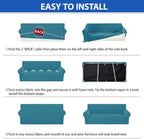 ZNSAYOTX Stretch Couch Cover, 1 Piece Sofa Covers for 2 Cushion Couch, Jacquard Loveseat Slipcovers with Elastic Bottom Thickened Furniture Protector for Dog Cat Pet (Medium, Peacock Blue)