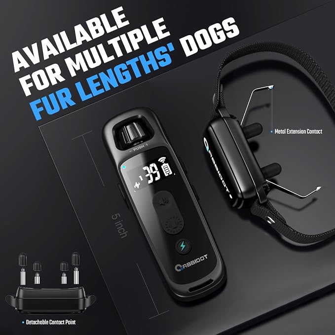 ABBIDOT Shock Collar for Dogs 3300 FT Dog Shock Collar with Remote, 4 Modes Training Collar, IPX7 Waterproof, Light &Safety Lock, Rechargeable E-Collar for Small Medium Large Dogs (15-120 lbs),Black