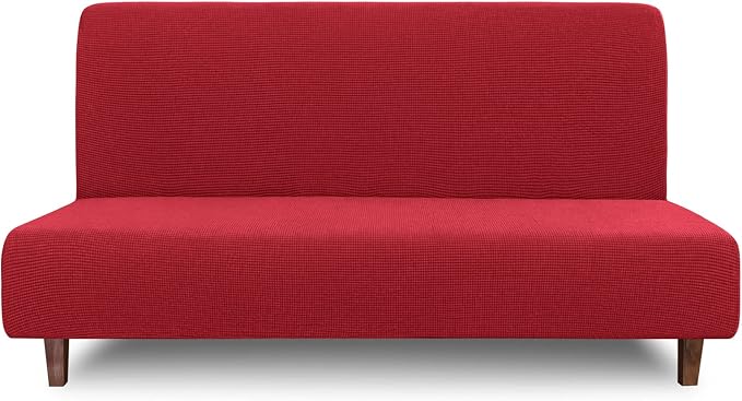 Easy-Going 100% Waterproof Futon Cover, Stretch Futon Slipcover Medium | Dual Waterproof Armless Futon Couch Cover, Leakproof Sofa Bed Furniture Protector for Kids Pets Dog Cat, Christmas Red