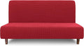 Easy-Going 100% Waterproof Futon Cover, Stretch Futon Slipcover Medium | Dual Waterproof Armless Futon Couch Cover, Leakproof Sofa Bed Furniture Protector for Kids Pets Dog Cat, Christmas Red