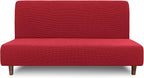 Easy-Going 100% Waterproof Futon Cover, Stretch Futon Slipcover Medium | Dual Waterproof Armless Futon Couch Cover, Leakproof Sofa Bed Furniture Protector for Kids Pets Dog Cat, Christmas Red