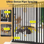 55.1" Extra Tall Pet Gate, 29.92"- 43" Black Adjustable Dog Gate | Pressure Mounted, Walk Through, Cat Gate, No Drilling, Narrow Slat, Heavy-duty Steel, For Doorways, Stairs, Hallway, Kitchen