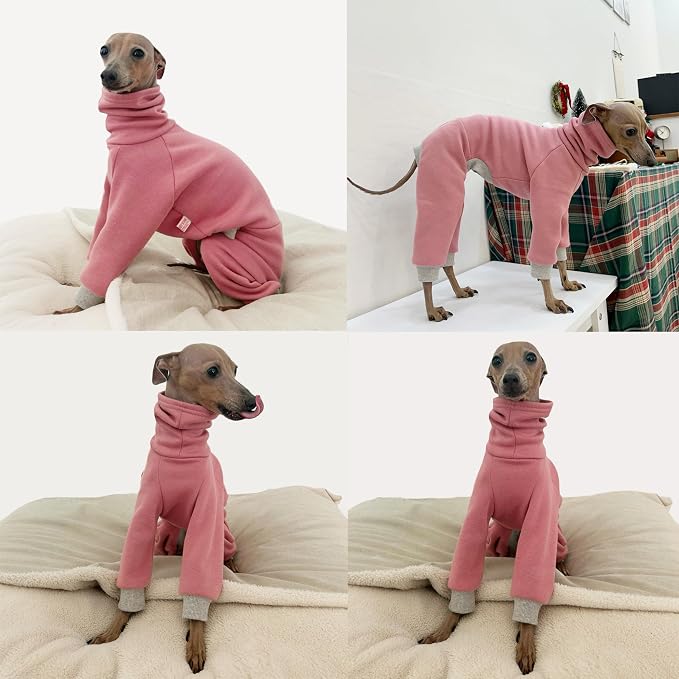 D Doggy Star Italian Greyhound Clothes Stretchy Fleeced Lining Simple Onesie Whippet for Dog Coat (XL,Simple Pink)