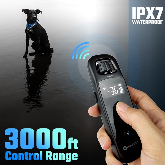 ABBIDOT Shock Collar for Dogs 3300 FT Dog Shock Collar with Remote, 4 Modes Training Collar, IPX7 Waterproof, Light &Safety Lock, Rechargeable E-Collar for Small Medium Large Dogs (15-120 lbs),Black