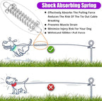 jenico Dog Tie Out Cable, 10/15/20/30/40/50/70/100/150FT Runner Cable with Swivel Hook and Shock Spring, Dog Leash Run Tether for Yard Outdoor and Camping,for Small to Medium Pets Up to 500 LBS