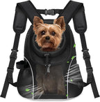 WOYYHO Pet Dog Carrier Backpack, Ventilated Mesh Small Dog Front Backpack | Breathable Puppy Back Pack, with Safety Belt, Storage Pockets, for Travel Hiking Cycling Outdoor Adventures, Black, S