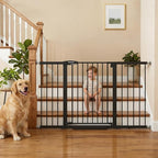 Mumeasy 29.7-57" Extra Wide Baby Gate,Dog Gate Indoor for Doorways & Stairs | No Drilling Pressure Mounted Pet Gate for Dogs Outdoor, Auto Close Easy Walk Thru Child Safety Gate for Hallways, House,Black