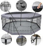 PETIME Foldable Metal Dog Exercise Pen/Pet Puppy Playpen Kennels Yard Fence Indoor/Outdoor 8 Panel 24" W x 30" H with Top Cover and Bottom Pad (Playpen+Bottom+Top Cover, 8 Panels 30" H)