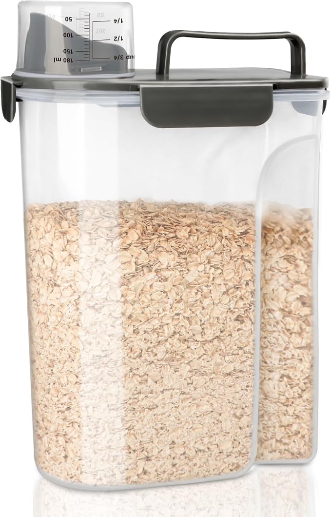 Rice Container, Airtight Rice Storage Container 10lb, Cereal Containers Storage, BPA Free Food Dispenser with Pouring Spout Handle for Flour Pasta Grain, Pet Dog Cat Bird Food Storage Container