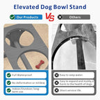Raised Dog Bowl Stand for Medium Sized Breed, Feeding Station with 35 oz 2 Stainless Steel Bowls & Licking Plate,Dog Food Bowl Gray