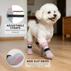 SCENEREAL Anti Slip Dog Socks to Prevent Licking Paws for Hot/Cold Pavement, Paw Protector Traction Control on Hardwood Floor, Dog Shoes Booties for Puppy Small Medium Large Senior Dogs, Pink XS